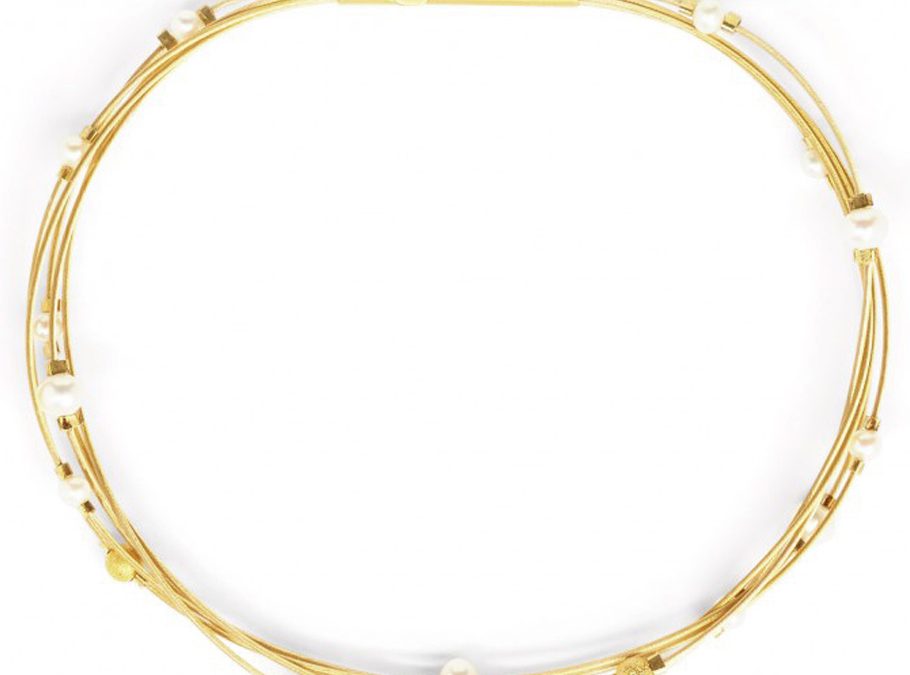 Bernd Wolf Armreif 62503656Silber 24ct goldplattiert, Süßwasserperlen
