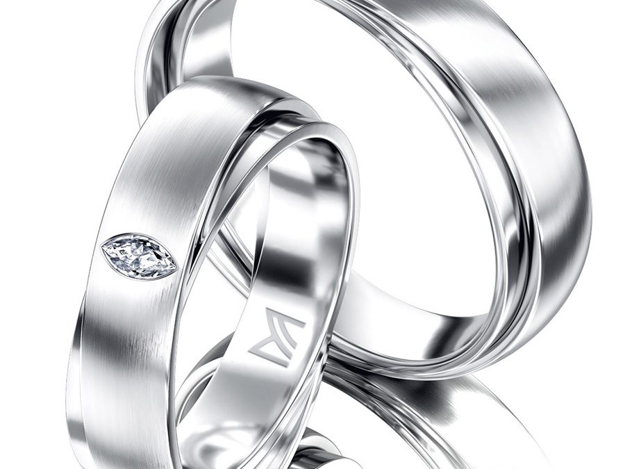 Meister Trauringe 112_9037Weissgold mit Diamant, Navette