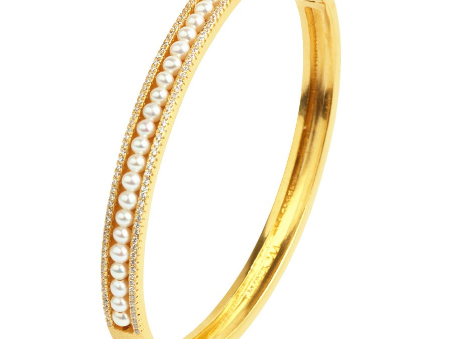 Bernd Wolf Armreif 63112656Silber 24ct goldplattiert, Süßwasserperlen, Zirkonia