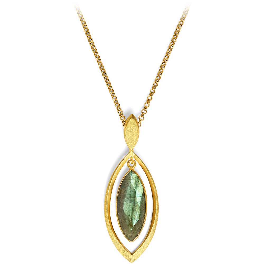 Bernd Wolf Halskette 87804616<br>Silber 24ct goldplattiert, Labradorit