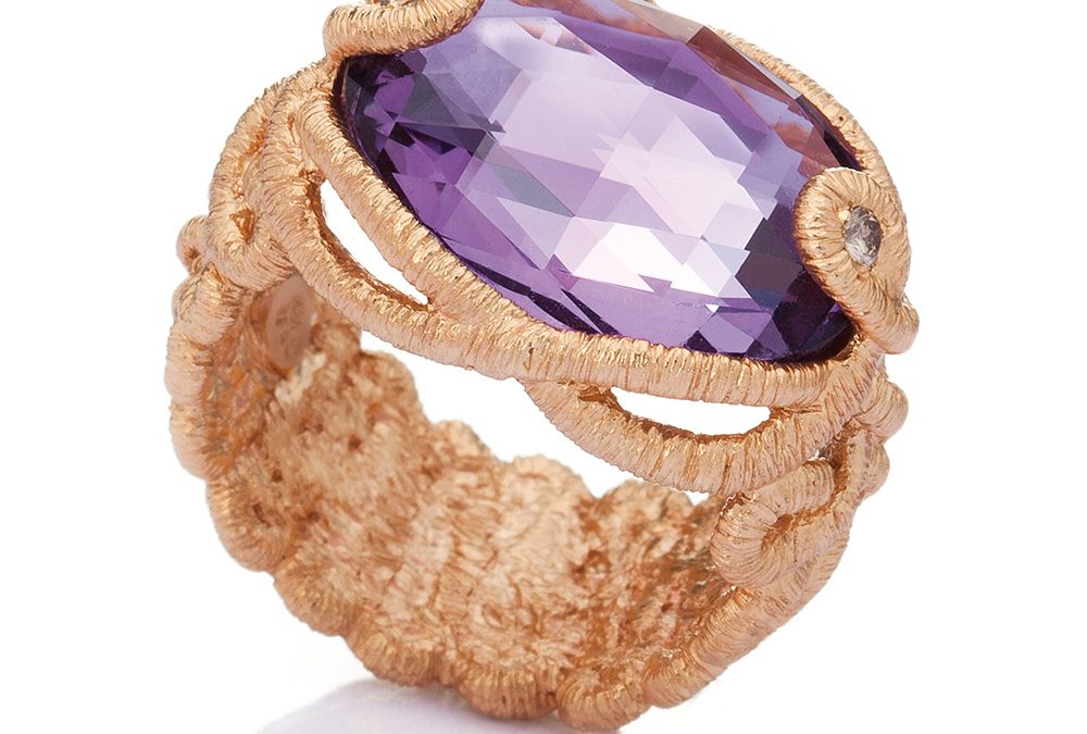 Brigitte Adolph Ring 275-RG-Am-cogRotgold, Amethyst, 2 Brillanten