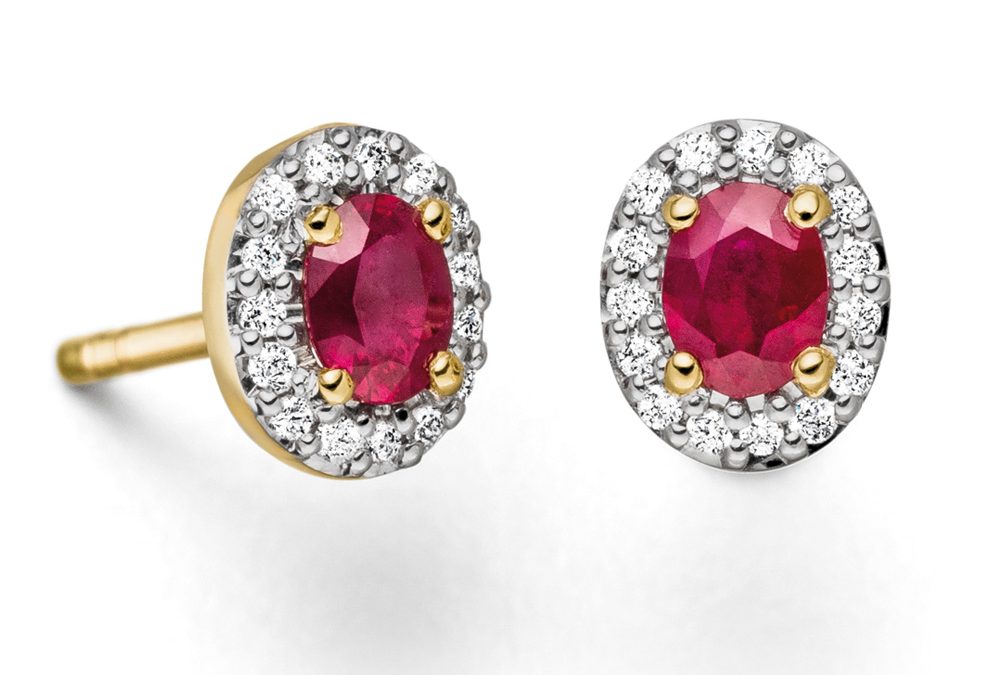 Mio Fallegro Ohrschmuck mf2021Gelbgold mit Rubin, Brillanten