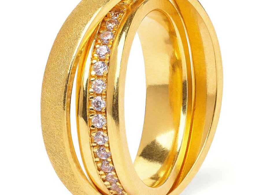 Bernd Wolf Ring 5400000156Silber 24ct goldplattiert, Zirkonia