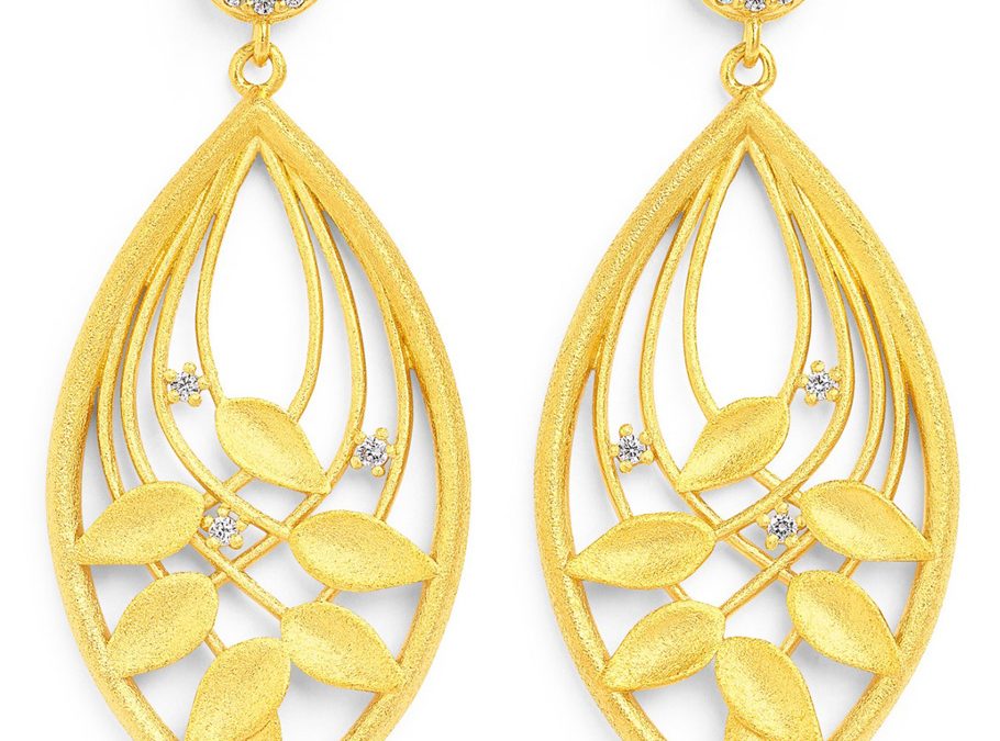 Bernd Wolf Ohrringe 1540021156Silber 24ct goldplattiert, Zirkonia