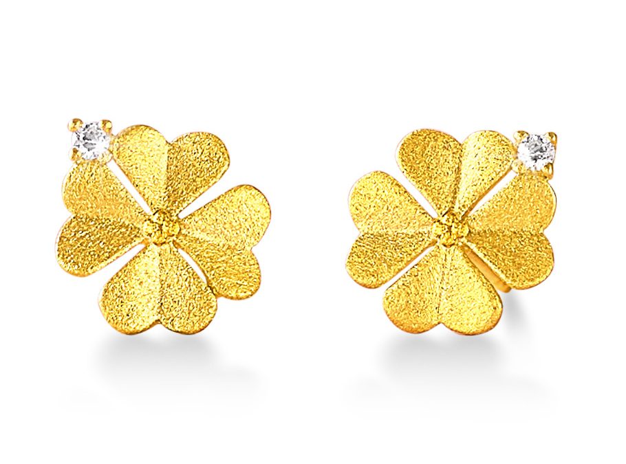 Bernd Wolf Ohrringe 1910009156Silber 24ct goldplattiert, Zirkonia