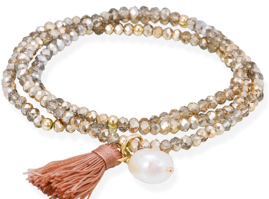 Marina Garcia Zen Armband 90104UP925 Silber vergoldet, Süßwasserperle Strasssteine