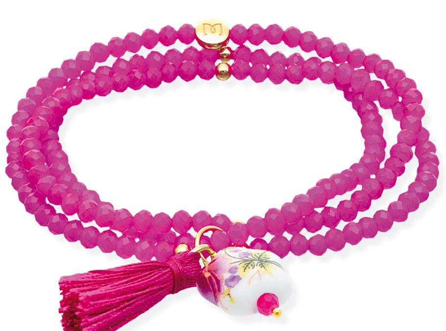 Marina Garcia Zen Armband 90914U31925 Silber vergoldet, Keramikblume, Strasssteine