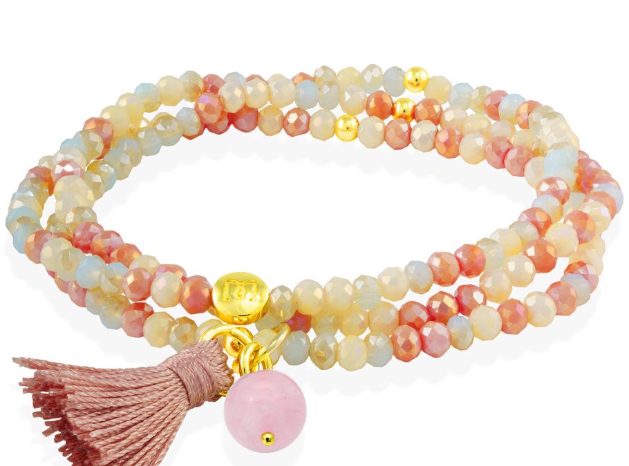 Marina Garcia Zen Armband 91043UA925 Silber vergoldet, Rosenquarz, Strasssteine