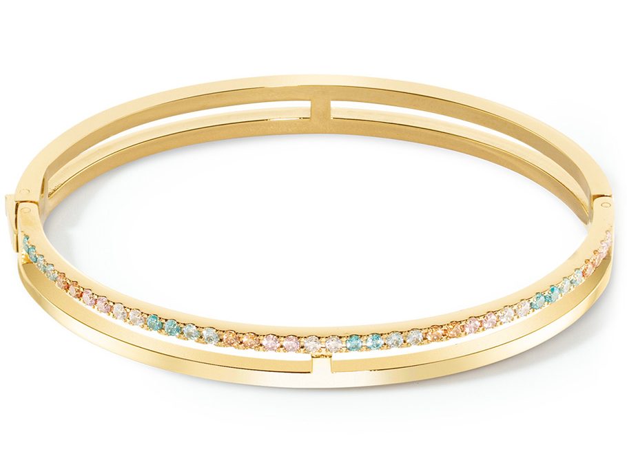 Coeur de Lion Armreif 0136_32_1590Edelstahl goldbeschichtet, Zirkonia