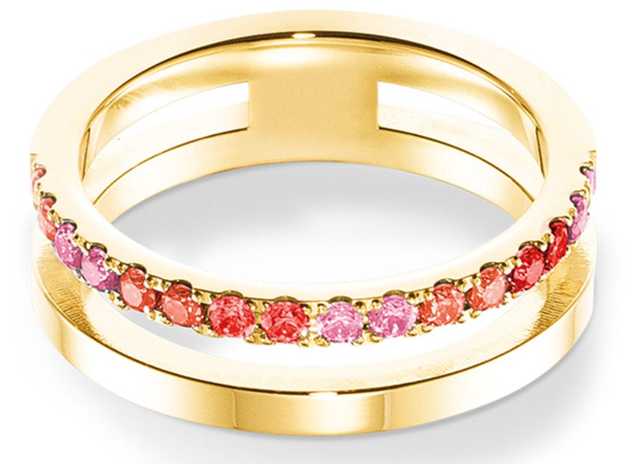 Coeur de Lion Ring 0136_40_0316Edelstahl goldbeschichtet, Zirkonia