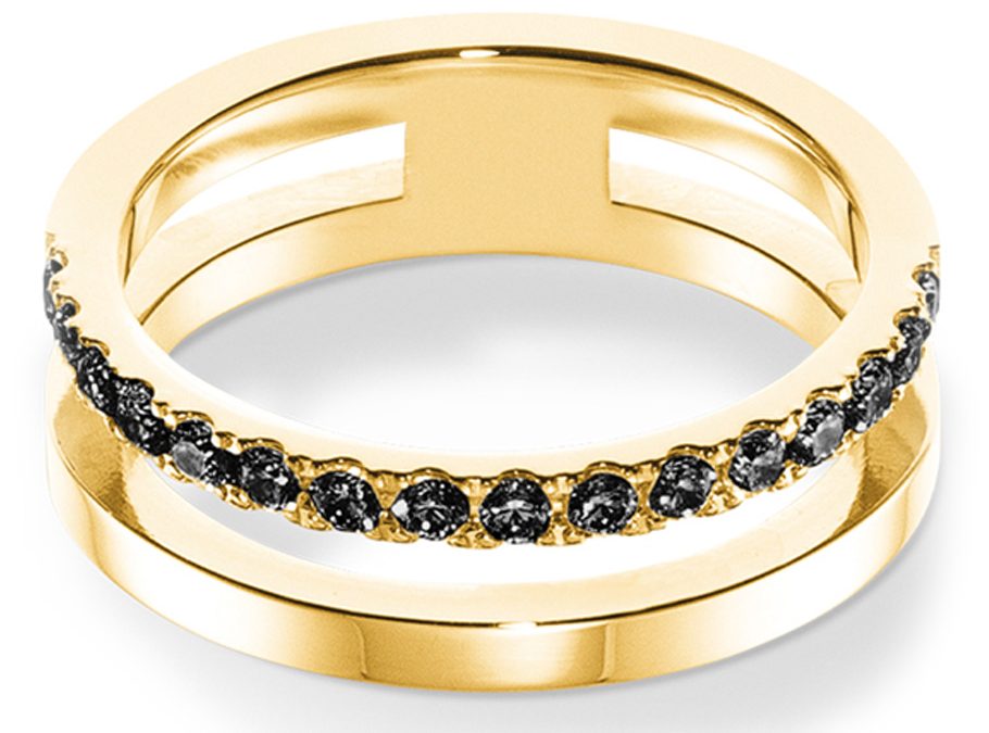 Coeur de Lion Ring 0136_40_1316Edelstahl goldbeschichtet, Zirkonia
