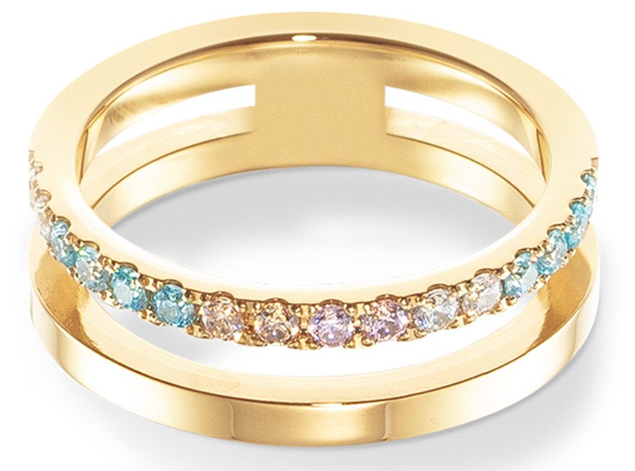 Coeur de Lion Ring 0136_40_1590Edelstahl goldbeschichtet, Zirkonia