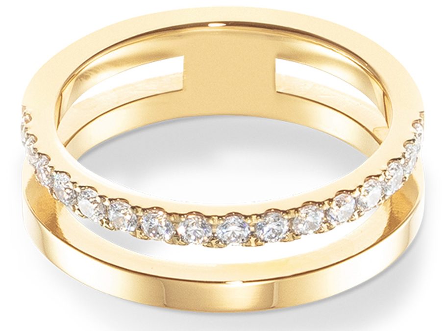 Coeur de Lion Ring 0136_40_1816Edelstahl goldbeschichtet, Zirkonia